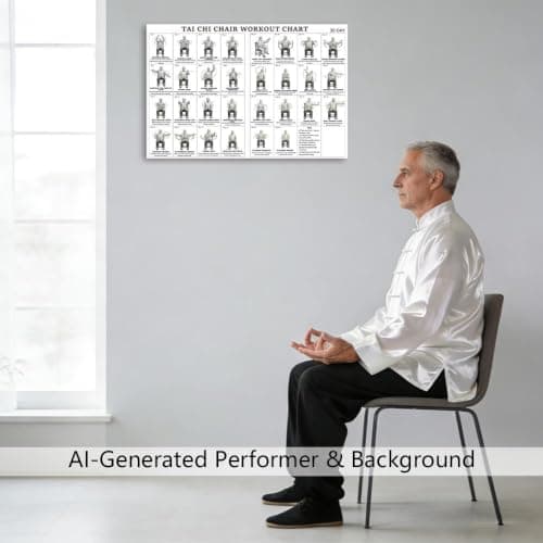 Tai Chi Chair Workout Chart Poster Print Seated Exercises for Beginners and Seniors Canvas Wall Art Living Room Bedroom Home Gym Decor 12x18 Inch Unframed A — view 4