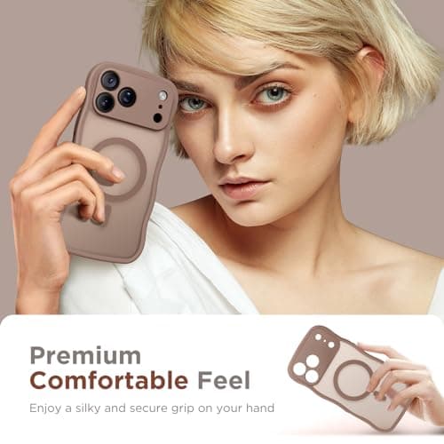 CAPRARO Magnetic for iPhone 17 Pro Max Case for Women Girls, Upgraded [Full Camera Protection] [Compatible with MagSafe] Cute Wave Translucent Matte Phone Case for iPhone 17 Pro Max, Brown — view 8