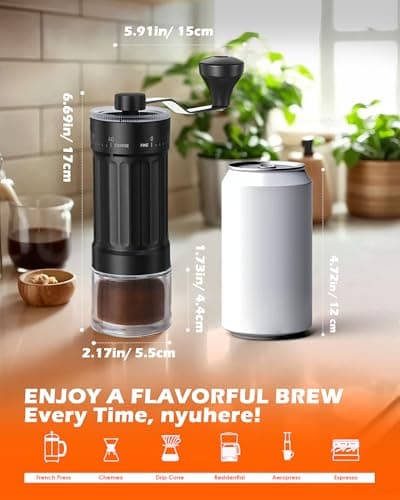 Rsoilch Manual Coffee Grinder With Ceramics Burr For Espresso,French Press,40 Adjustable Settings,Portable Hand Coffee Bean Mill For Home Use and Camping Travel,Coffee Bean Grinders With Hand Crank — view 2