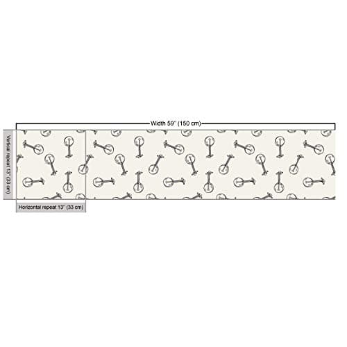 Lunarable Country Fabric by The Yard, Pencil Hand-Drawn Vintage Banjo Traditional Folk Music Illustration, Decorative Fabric for Upholstery and Home Accents, 1 Yard, Eggshell Black — view 2