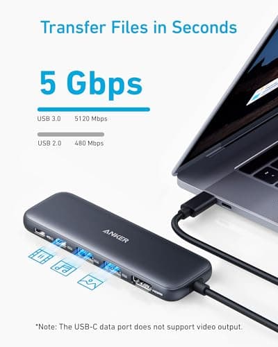 Anker USB C Hub, 5-in-1 USBC to HDMI Splitter with 4K Display, 1 x Powered USB-C 5Gbps & 2×Powered USB-A 3.0 5Gbps Data Ports for MacBook Pro, MacBook Air, Dell and More — view 3