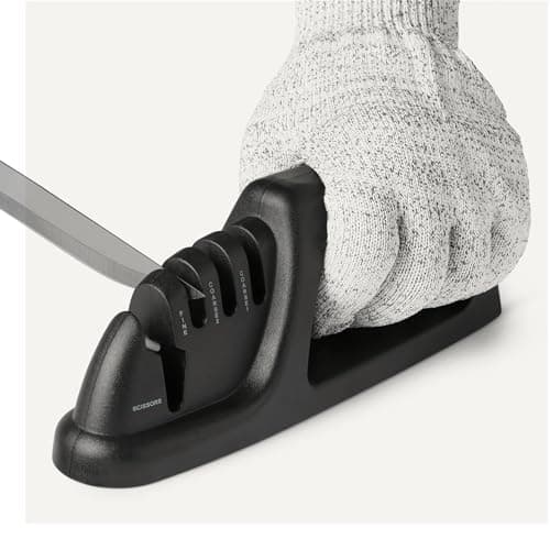 Amazon Basics 4-in-1 Knife Sharpener with Non-Slip Base, Includes Safety Glove — view 2
