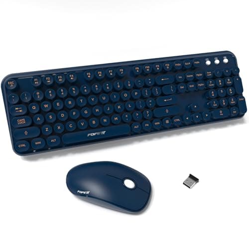 Ubxxziy Wireless Keyboard and Mouse Combo with Switch Button- 2.4GHz Cordless Typewriter Keyboard | Auto-Sleep | USB Receiver for Windows PC/Laptop - Dark Blue