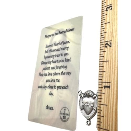 Westmon Works Sacred Heart of Jesus Centerpiece Italian Metal Rosary Center with Laminated Made in the USA Holy Prayer Card — view 4