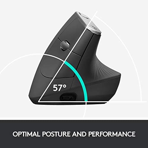 Logitech MX Vertical Wireless Mouse – Ergonomic Design Reduces Muscle Strain, Move Content Between 3 Windows and Apple Computers, Rechargeable, Graphite — view 2