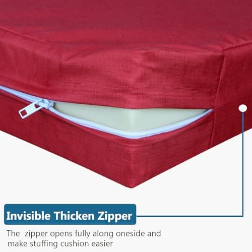 youngseahome Patio Seat Cushion Covers,Washable Slip Covers Replacement,Waterproof Outdoor Furniture Chair Cushion Pillow Seat Cover for Couch,Garden,Sofa,Red,24"×24"×4"(4 Covers Only) — view 4