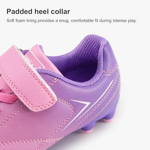 STELLE Kids Soccer Cleats Boys Girls Firm Ground Athletic Outdoor Football Soccer Shoes for Little/Big Kid(GCL005-Violet Blush,12ML) — view 6