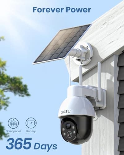 AOSU 3K/5MP Solar Security Cameras Wireless Outdoor, WiFi Camera Surveillance Exterieur for Home Security, Panoramic PTZ, Auto Tracking, Human/Vehicle Detection, Night Vision (2 Pack), SolarCam D1 SE — view 6