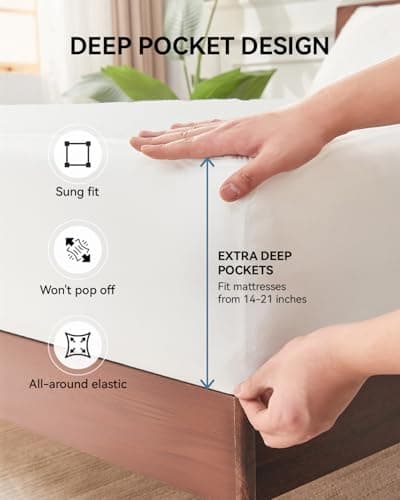 Queen Size Mattress Protector Cooling Waterproof Mattress Pad Cover,Bamboo Terry Top Breathable Fitted Sheet Style Deep Pocket-Noiseless,Vinyl,PVC Free Mattress Protector Queen for Pets Kids Adults — view 3