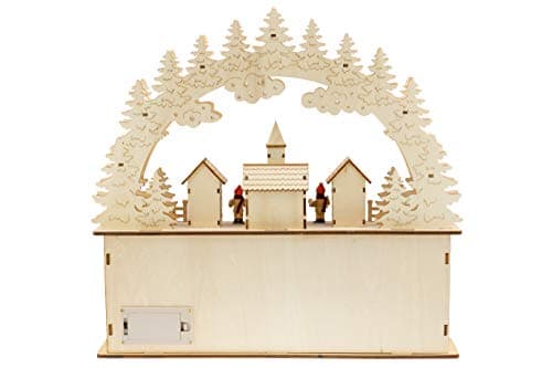 Clever Creations Wooden Christmas Advent Calendar, Countdown to Christmas, LED Holiday Decoration, Battery Operated, Church Village — view 3