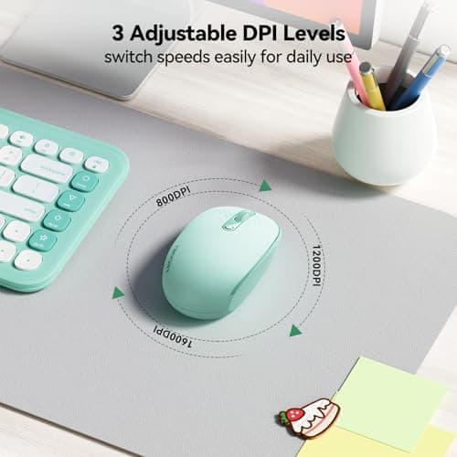 TECKNET Wireless Mouse for Laptop, 2.4G Quiet Computer Mouse with USB Receiver, 4 Buttons Portable Cordless Mice for Chromebook, Laptop, PC, Mac, 800/1200/1600 DPI - Mint Green — view 5