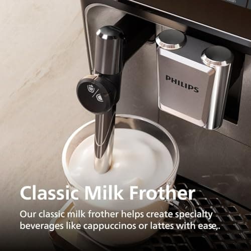 PHILIPS 3300 Series Fully Automatic Espresso Machine with integrated milk frother and grinder, 5 Hot & Iced Coffee Pre-Sets, 40% Quieter SilentBrew, 15-Bar Pressure, Glossy Black (EP3326/90) — view 3