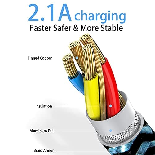 Teeind USB Type C Cable 2.1A Fast Charging: [90 Degree/6ft/3Pack] Nylon USB C Cord Right Angle Compatible with Samsung Galaxy S23/S22/9/Note 10, USB C Charger-Blue/Magenta/Purple — view 2