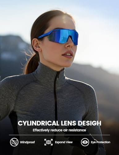 Lamicall Polarized Sports Sunglasses for Men Women, [24g Ultralight] [Adjustable Nose Pad] UV400 Protection Sun Glasses for Cycling Running Baseball Fishing Golf Beach Volleyball, Half Frame, Blue — view 3