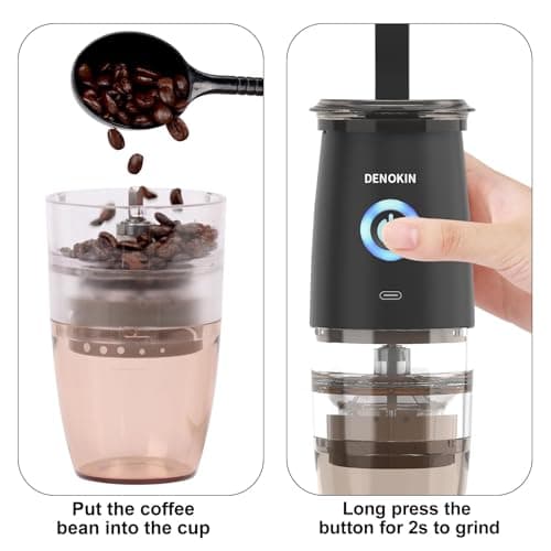 Portable Burr Coffee Grinder, Electric/Manual 2-in-1 Cafe Bean Grind Mill, USB Rechargable Mini Electric Coffee Grinder with 5 Grind Settings — view 2