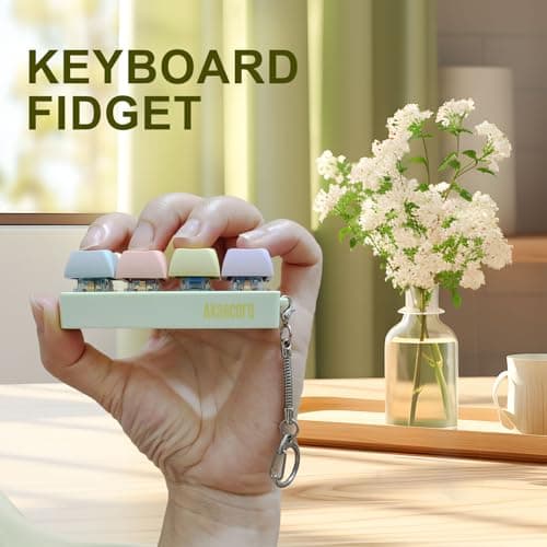 Akascord Keyboard Fidget, Finger Fidget Clicker Keychain Accessories Stress Relief for Adults (Four Colors)
