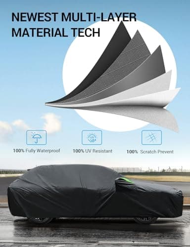 Proadsy Car Cover Compatible with 2011-2025 Dodge Durango 6 Layers Windproof All Weather Waterproof Sun Rain UV Dust Snow Protection SUV Outdoor Covers — view 3
