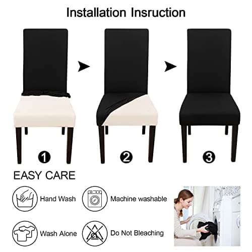 JQinHome High Stretch Removable Washable Chair Seat Protector Cover for Home Party Hotel Wedding (Pack of 6, Black) — view 5