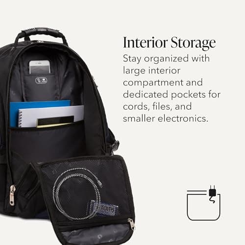 SWISSGEAR 1900 ScanSmart Laptop Backpack, Fits Most 17-Inch Laptops, TSA-Friendly Lay-Flat Design, RFID Protection, and Tablet Pocket, Black, 31L, 18.5-Inch — view 4