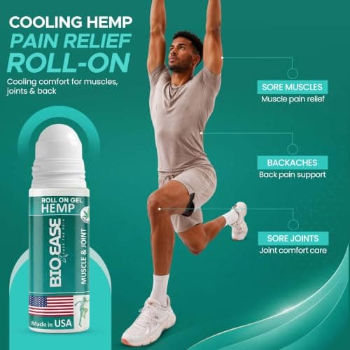 Fast-Acting Hemp Pain Relief Roll-On – Cooling Menthol Formula for Muscle, Joint & Back Comfort – Non-Greasy Topical Gel, Made in USA — view 4