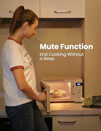 COMFEE' Retro Small Microwave Oven With Compact Size, 9 Preset Menus, Position-Memory Turntable, Mute Function, Countertop Microwave Perfect For Small Spaces, 0.7 Cu Ft/700W, Cream, AM720C2RA-A — view 3