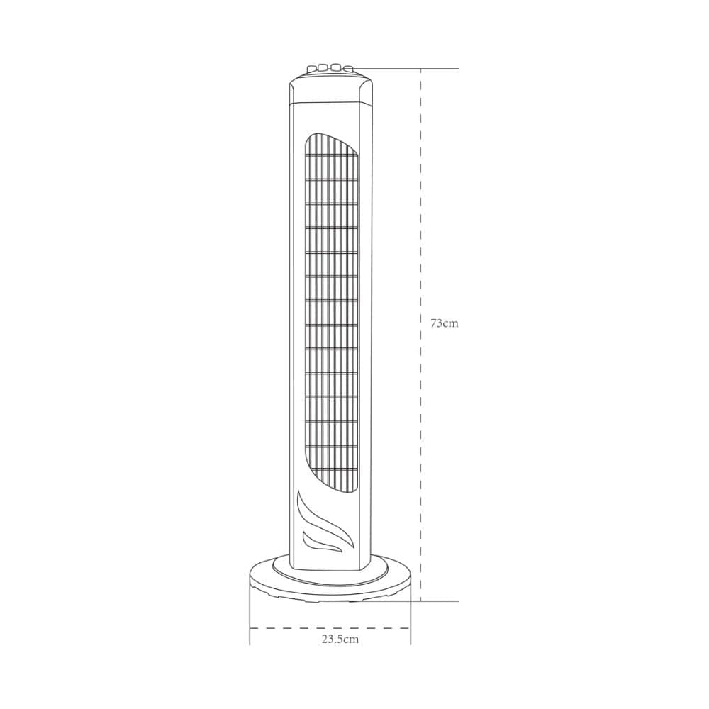 wonderlamp - Ventilador de torre Velao, Oscilante, 3 velocidades, 45W, Temporizador, Ventilador de pie Alto 73cm, Diámetro 23.5 cm — view 4