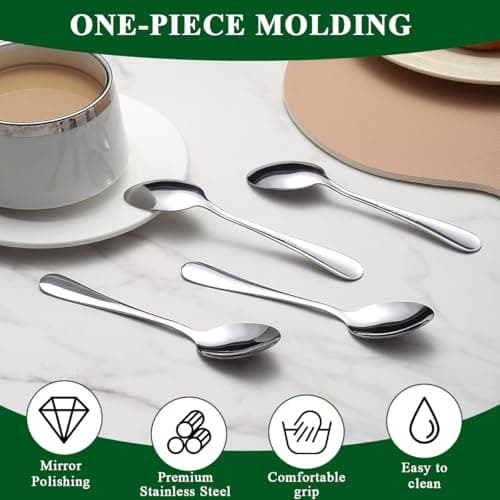 Teaspoons 12 Pieces 14cm, Berglander Stainless Steel Coffee Spoon Mini Spoons Set for Dessert, Ice Cream, Demitasse Espresso, Metal Cutlery Spoon for Restaurant, Café, Party, Wedding — view 4