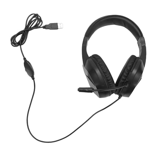 PUSOKEI Wired USB Gaming Headset with Noise Canceling Microphone, 7.1 Surround Sound Headphones RGB Lighting for PC, 40mm Drivers Memory Foam Earmuffs (Black) — view 5