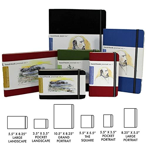 Travelogue Square Drawing Book, 5.5" x 5.5" Artist Journal - 128 Sheets Buff Paper, Vermilion Red Cover — view 5