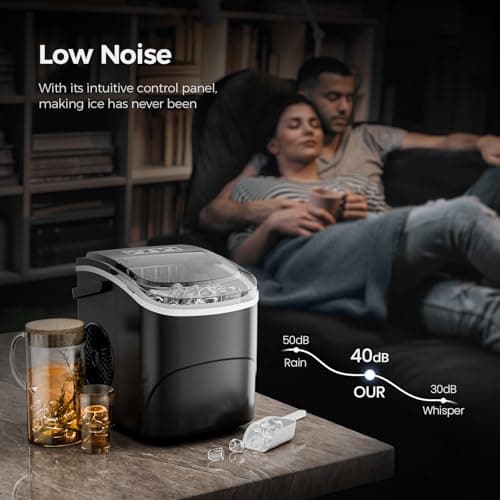 Electactic Ice Makers Countertop,26Lbs/24H,9 Cubes in 6 Mins,Portable Ice Maker Machine with Self-Cleaning,2 Sizes of Bullet Ice,Perfect for Home Kitchen(Black) — view 6