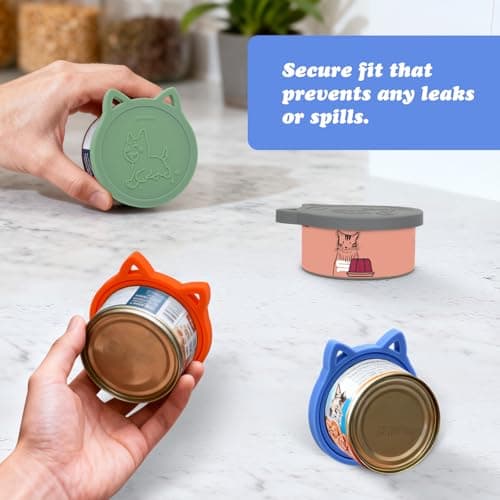 VAYRMEU 4 Pack Pet Food Can Cover Silicone Food Can Lids,Universal BPA Free, One Fit Most 3 oz,5.5 oz,12 oz Standard Size Food Cans — view 4