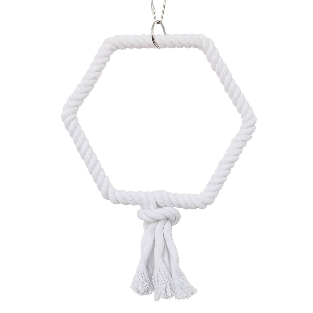 PARROT ESSENTIALS Sanded Nail Arch Swing Perch with Cotton Rope - Medium Parrot Toy Nest Swing for Nail Trimming - Wooden Bird Perch for African Grey, Amazon, Cockatoo - Pet Swing for Birdcage — view 10