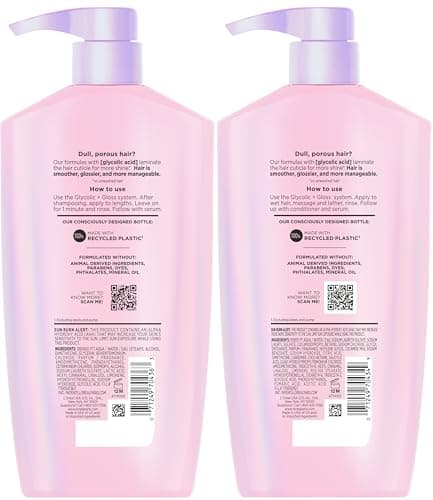 L'Oreal Paris Elvive Glycolic + Gloss Shine Boosting Shampoo and Conditioner Set, Cleanses and Smooths Dull, Porous Hair Into High-Shine, Glossy Hair, 56 Fl Oz Set — view 7