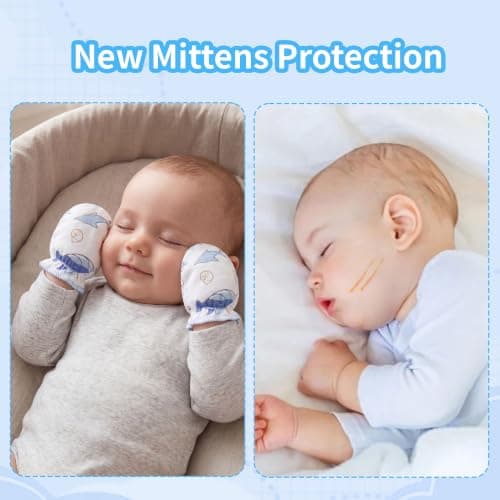 8 Pairs Newborn Baby Mittens No Scratch Infant Baby Cotton Gloves Newborn for 0-6 Months Baby Boys Girls