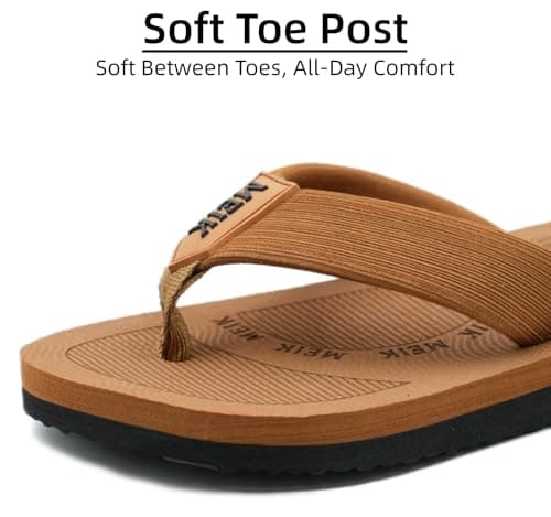 Meik Mangni Kids Boys Girls Flip Flops Comfortable Cushion Thong Sandals Lightweight Slip Resistant Sandals Summer Durable Quick Dry Slide Shower Shoes for Beach Swim Pool, Brown 4 Big Kid