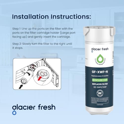 GLACIER FRESH Water Filter Compatible with XWFE (Built-in CHIP), Replacement for GE XWFE, XWF Refrigerator Water Filter NSF/ANSI 42 Certification Pack of 1 — view 6