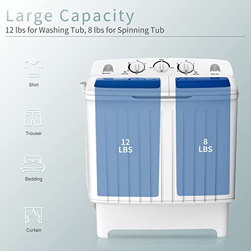 COSTWAY Portable Washing Machine, 12Lbs Washer and 8Lbs Spinner, Blue+White — view 4