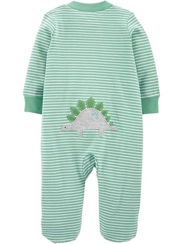 Simple Joys by Carter's Boys' 2-Pack Cotton Footed Sleep and Play, Dinosaur Print, 0-3 Months