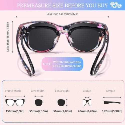 Myiaur Polarized Fit Over Glasses Sunglasses for Women, Trendy Wear Over Glasses UV400 Protection for Driving Outdoor — view 3