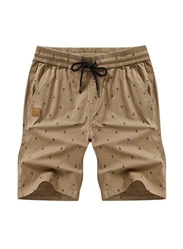 JMIERR Mens Summer Casual Chino Shorts, Coconut Tree Printed Khaki, 2XL — view 2