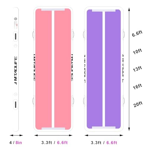 HMTAOLIFE Inflatable Gymnastics Air Mat Tumbling Track, 6.6/10/13/16/20ft Tumbling Mat Air Tumbling Track for Kids, Air Training Mat with Air Pump for Home/Water Fun/Gym/Yoga/Training/Cheerleading — view 4