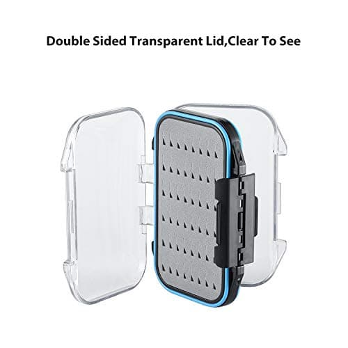 Gonex Fly Boxes for Fly Fishing Jig Boxes Two-Sided Waterproof Lightweight Fly Fishing Box Easy Grip Transparent Lid Fly Fishing Lures Box, 4.1"x 3.0"x 1.2", Grey — view 6