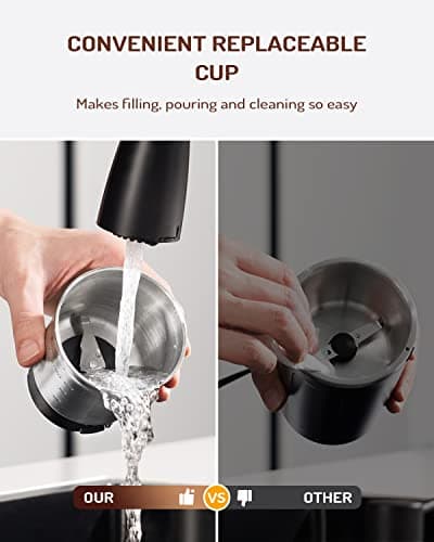 SHARDOR Electric Super Silent Blade Coffee Grinder, Timed Grind Control Rotary Knob, Adjustable Coarse to Fine for Coffee Beans, Spices & Herbs, with 1 Removable Stainless Steel Bowl, Black — view 5