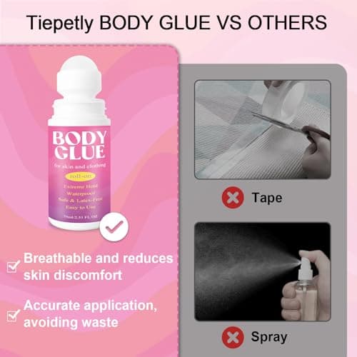 Strong Hold Body Glue for Skin and Fabric, Roll On Clothing Adhesive for Dresses and Dance Costumes, Sweat Resistant Fashion Glue for Socks, Strapless Tops, Performance Wear, 75ml (75ml) — view 6