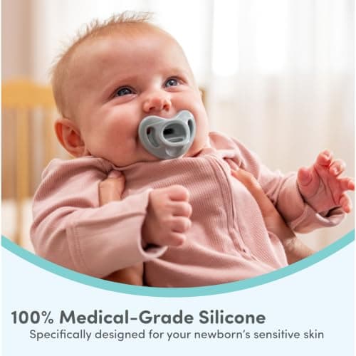 NUK 100% Silicone Comfy Orthodontic Pacifiers, 0-6 Months, Blue Fashion, Timeless Collection, 5 Count — view 5