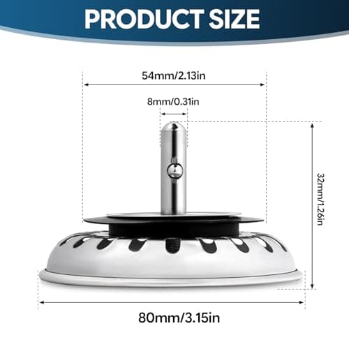 Stainless Steel Kitchen Sink Strainer: 2-Pack Drain Stopper Plug Solution for Home Cooks - 3.15 Inch Diameter for Kitchen Sink Use — view 3