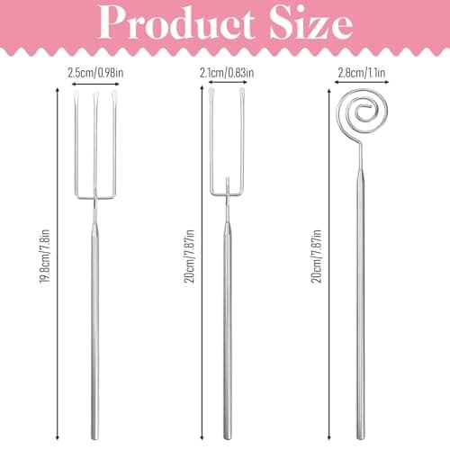 3 Piece Chocolate Dipping Tool, Stainless Steel Candy Dipping Tools, Chocolate Dipping Fork Supplies, Fondue Fork, Spiral Fork for Chocolates, Fondue, Baking