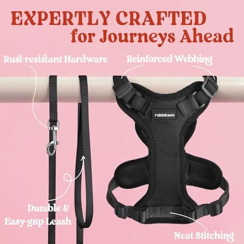 rabbitgoo Cat Harness and Leash for Walking, Escape Proof Soft Adjustable Vest Harnesses for Small Medium Cats, Easy Control Breathable Reflective Strips Jacket, XS, Black — view 6