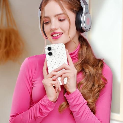 Hython for iPhone 17 Case Cute Polka Dot Aesthetic Design Simple Cover 6.3", Thin Slim Anti-Scratch Soft TPU Bumper Shockproof Rubber Protective Phone Cases for Women Girls Girly Boys, White — view 5