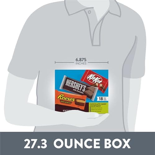 HERSHEY'S, KIT KAT and REESE'S Assorted Milk Chocolate Candy Variety Box, 27.3 oz (18 Pieces) — view 3